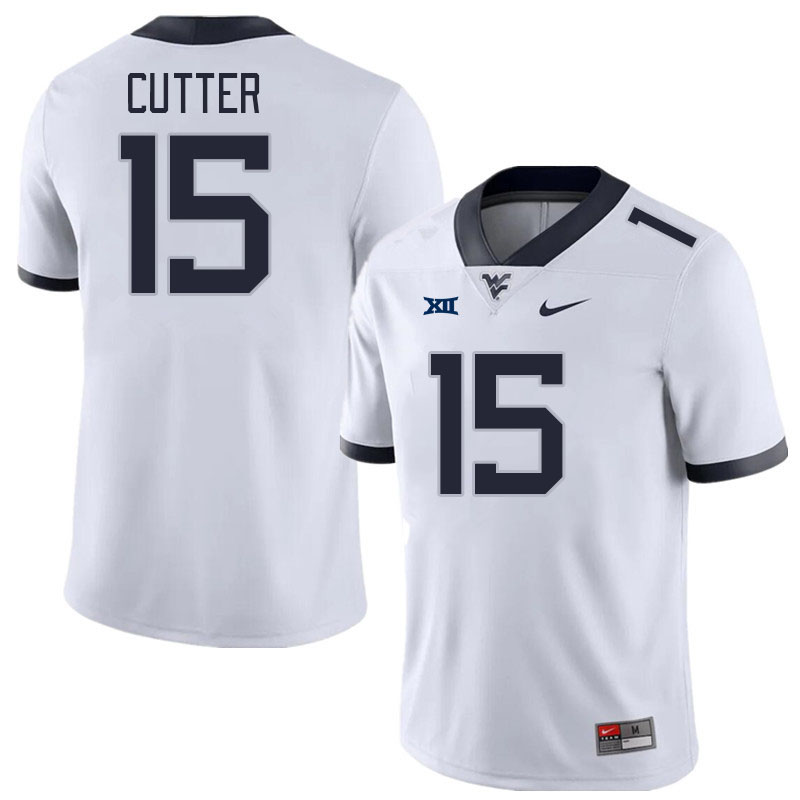 Men #15 Ben Cutter West Virginia Mountaineers College Football Jerseys Stitched Sale-White
